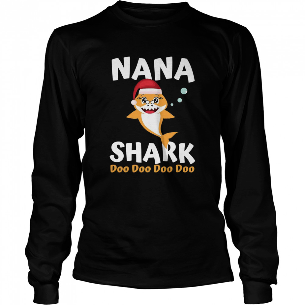 Nana Shark Christmas Mommy Shark Daddy Shark  Long Sleeved T-shirt