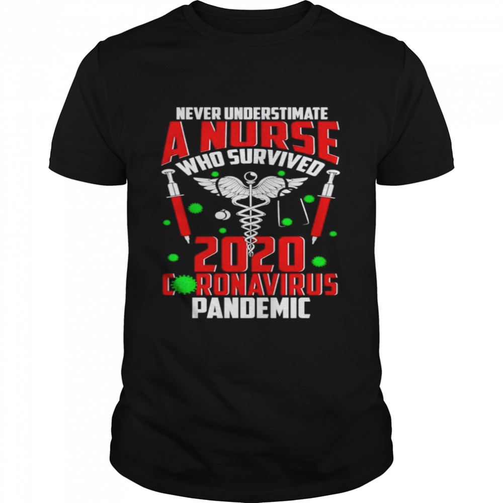 Never underestimate a Nurse who survived 2020 Coronavirus pandemic shirt