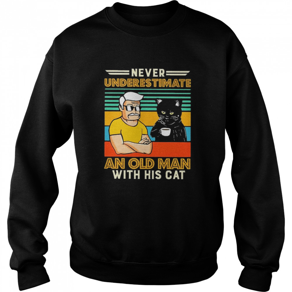 Never underestimate and old man with his tuxedo cat vintage  Unisex Sweatshirt