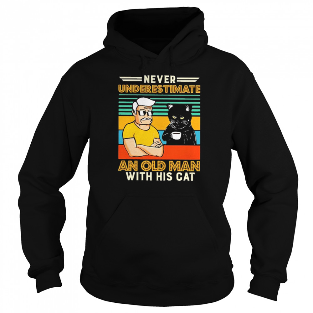 Never underestimate and old man with his tuxedo cat vintage  Unisex Hoodie