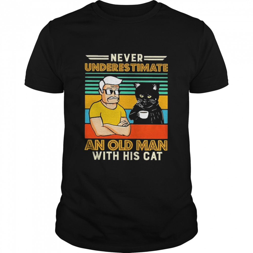 Never underestimate and old man with his tuxedo cat vintage  Classic Men's T-shirt