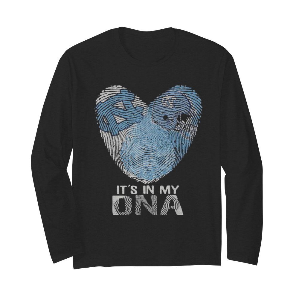 North Carolina Tar Heels Football It’s In My DNA Heart  Long Sleeved T-shirt 