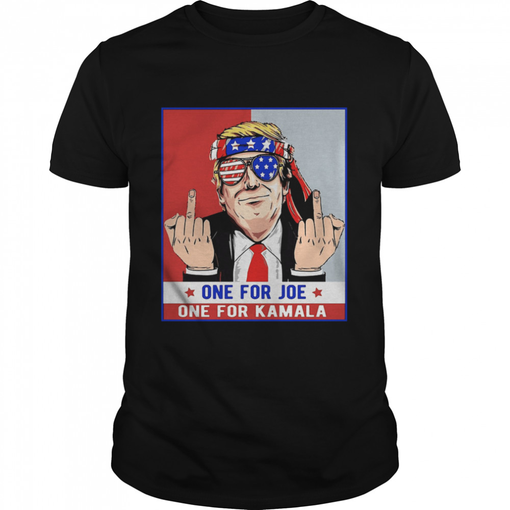 One For Joe One For Kamala Middle Finger Donald Trump American Flag Sun Glasses shirt