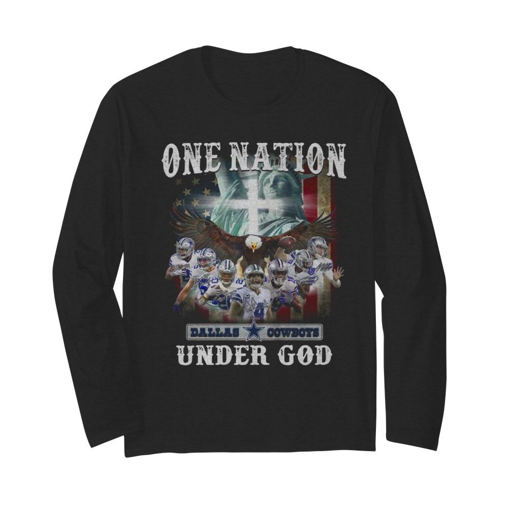 One Nation Dallas Cowboys Under God American Flag  Long Sleeved T-shirt 