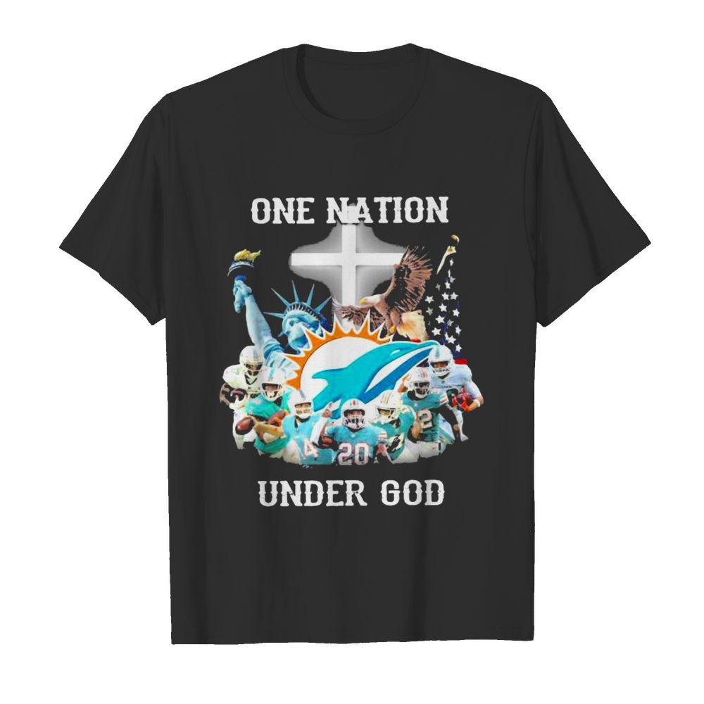 One Nation Under God Dolphins Miami Football American Flag  Classic Men's T-shirt