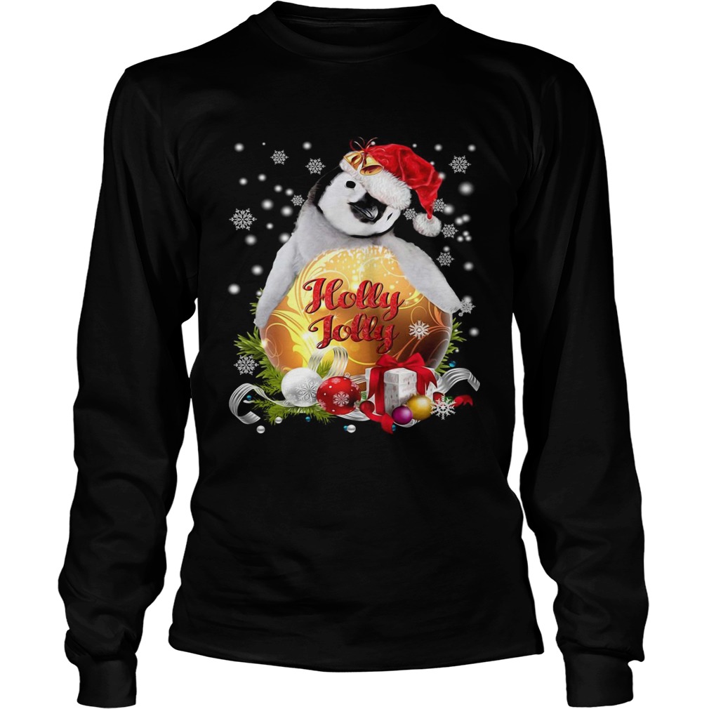 Penguin Santa holly jolly Merry Christmas  Long Sleeve