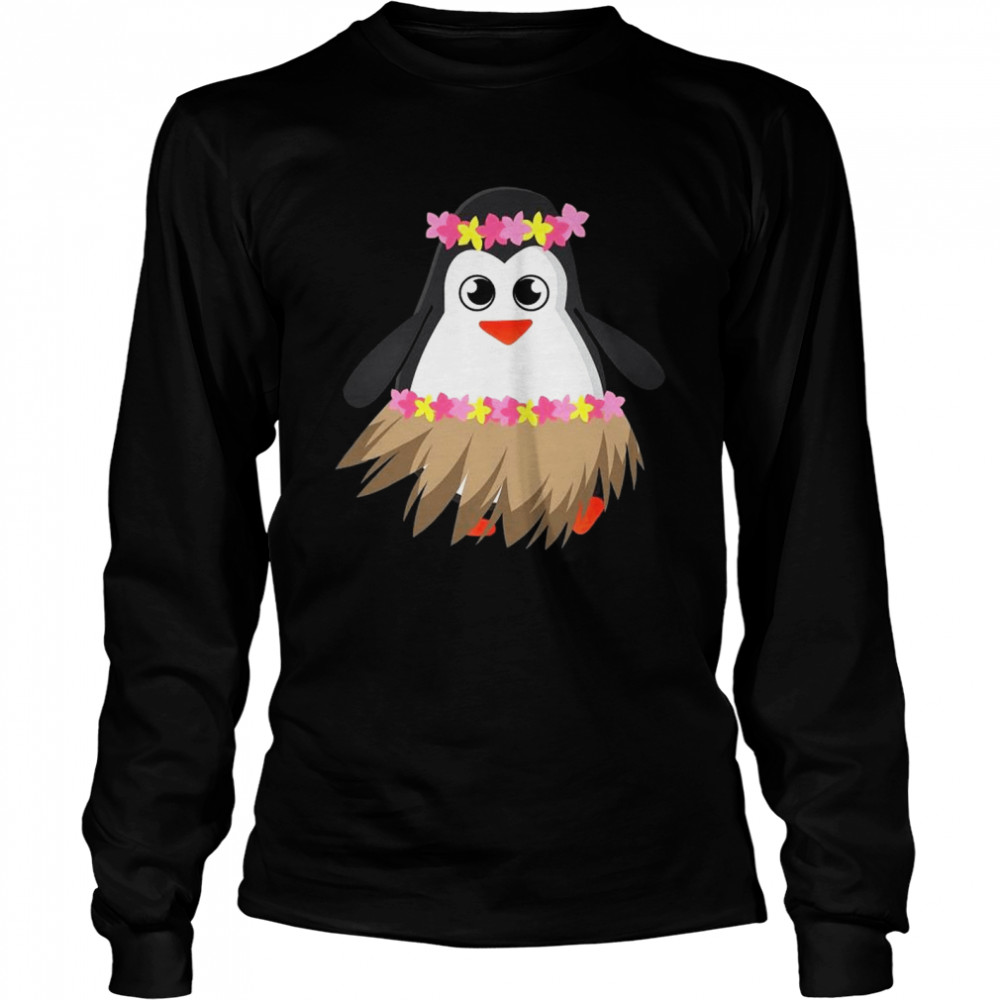 Penguin With Luau Costume Shirt Cool Hula Penguin  Long Sleeved T-shirt