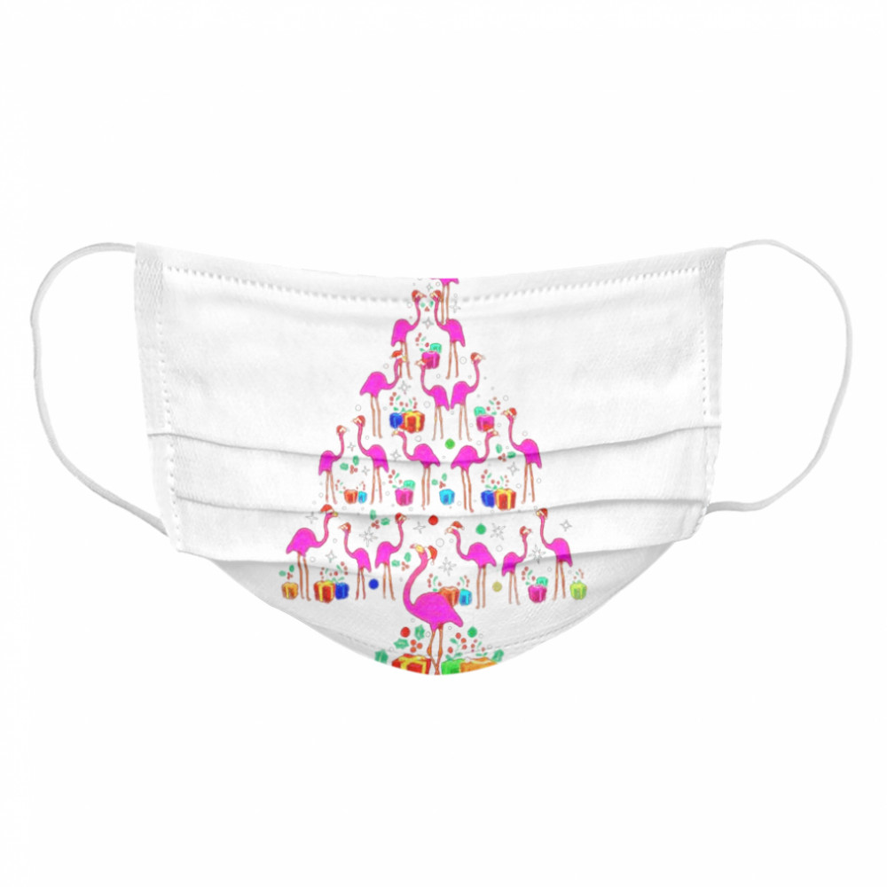 Pink Flamingos Merry Christmas Tree Gift  Cloth Face Mask