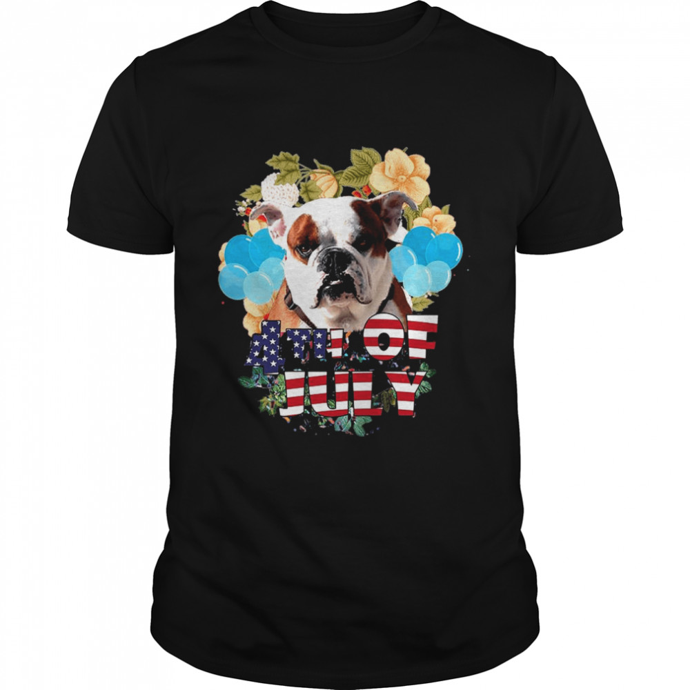 Pitbull 4th Of Ju American Flag Flower shirt