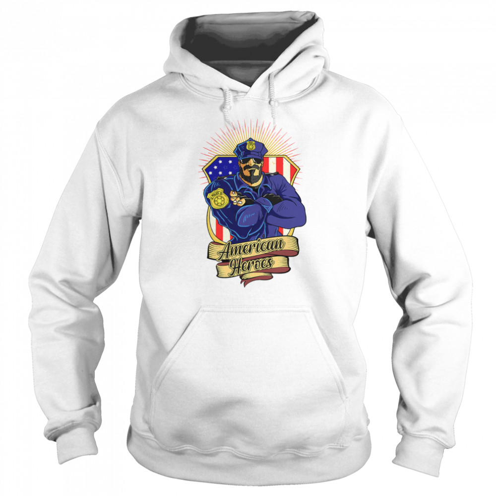 Police Man Ameican Heroes Us Flag  Unisex Hoodie