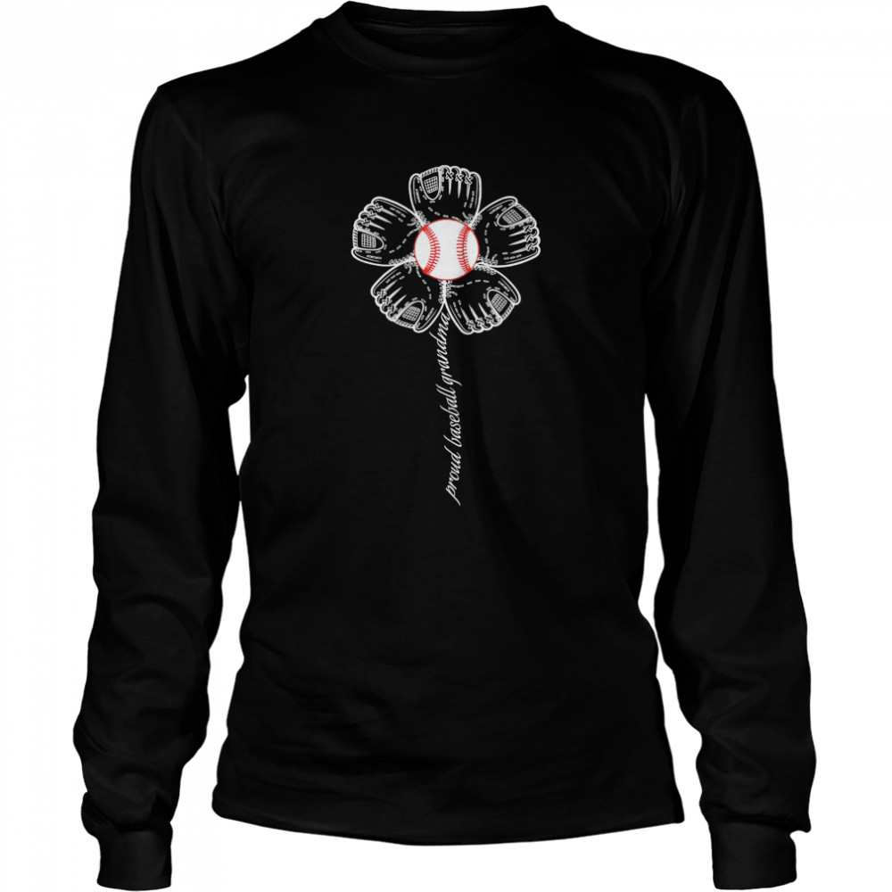 Proud Baseball Grandma Flower Glove  Long Sleeved T-shirt