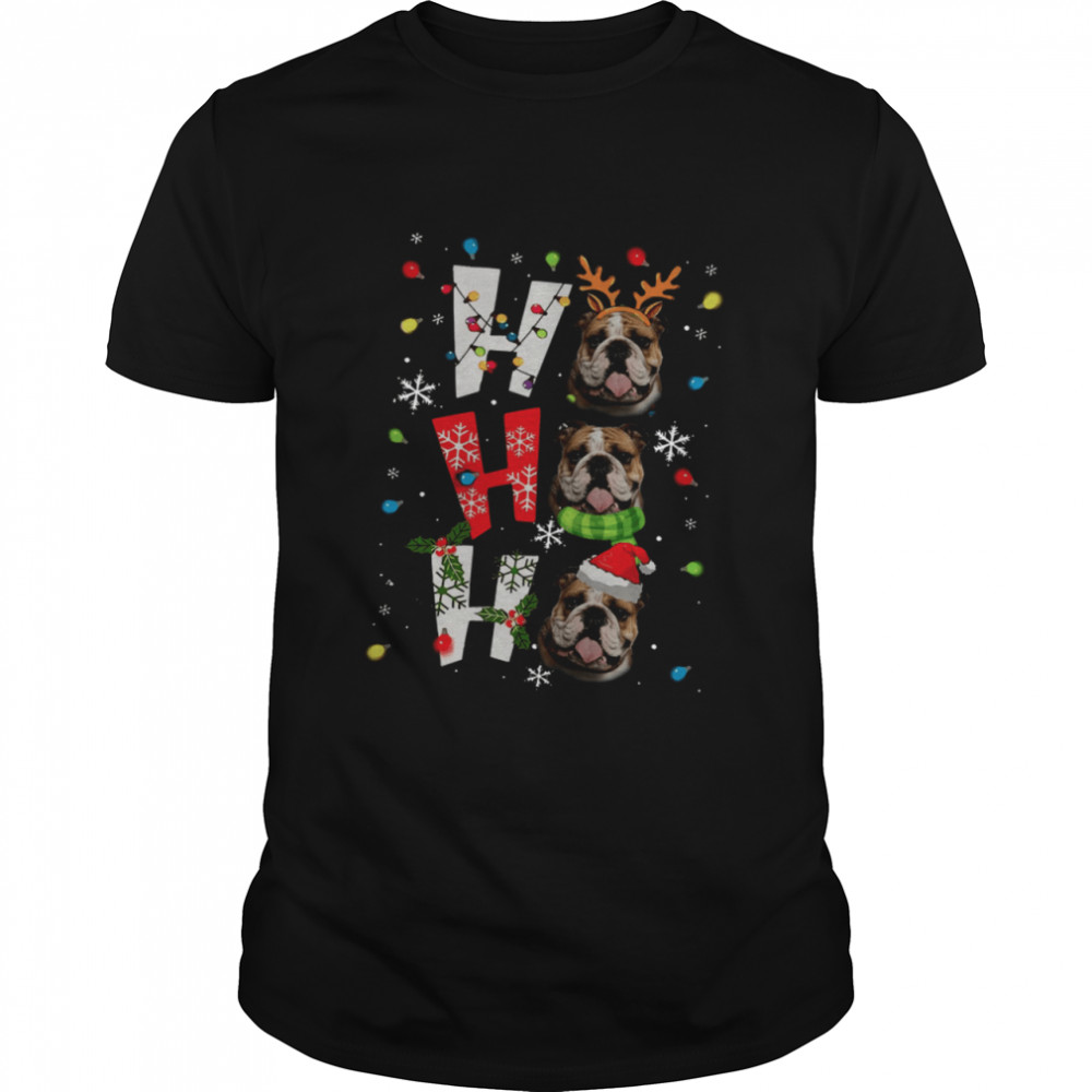 Pug Santa Elf Reindeer Ho Ho Ho Merry Christmas shirt