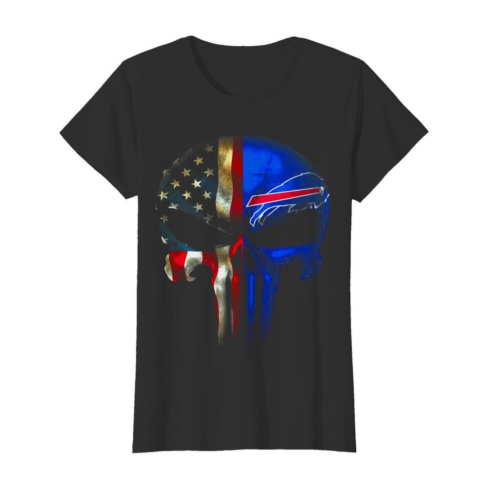 Punisher Skull American Flag Buffalo Bills  Classic Women's T-shirt