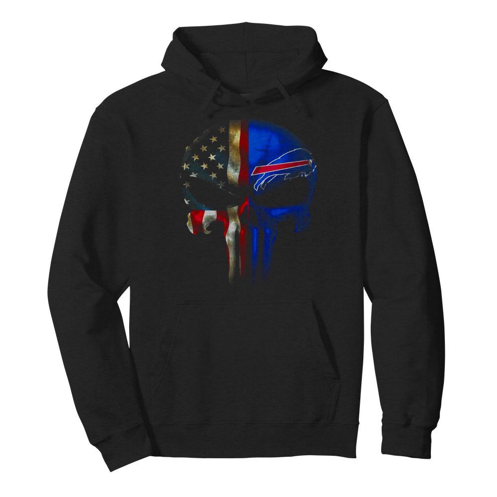 Punisher Skull American Flag Buffalo Bills  Unisex Hoodie