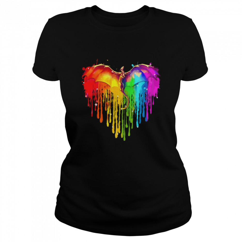 Rainbow Dragon LGBT Heart  Classic Women's T-shirt