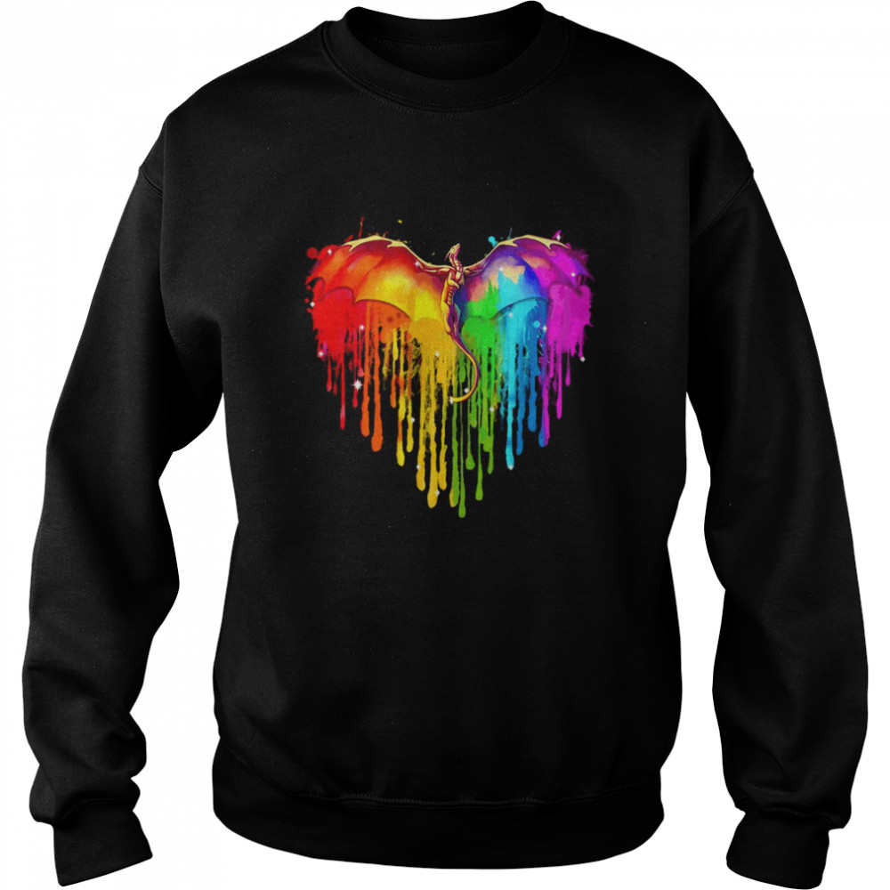 Rainbow Dragon LGBT Heart  Unisex Sweatshirt