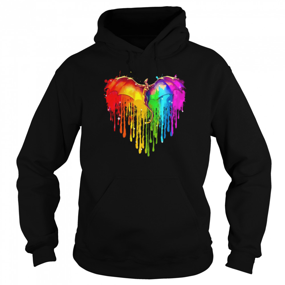 Rainbow Dragon LGBT Heart  Unisex Hoodie