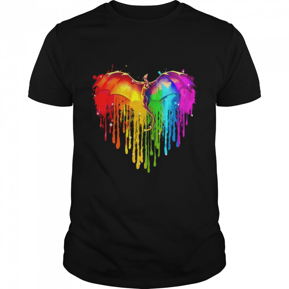 Rainbow Dragon LGBT Heart  Classic Men's T-shirt