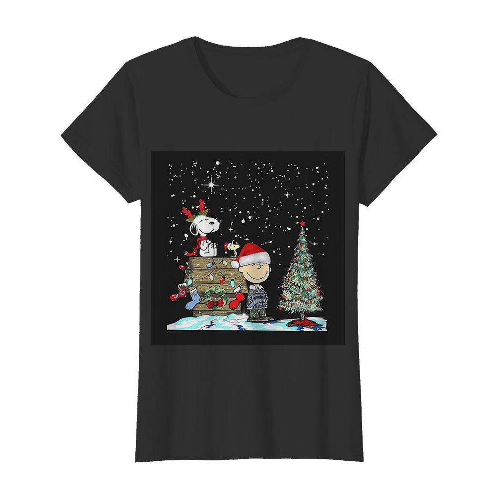 Reindeer Snoopy Santa Charlie Brown and Woodstock Christmas  Classic Women's T-shirt