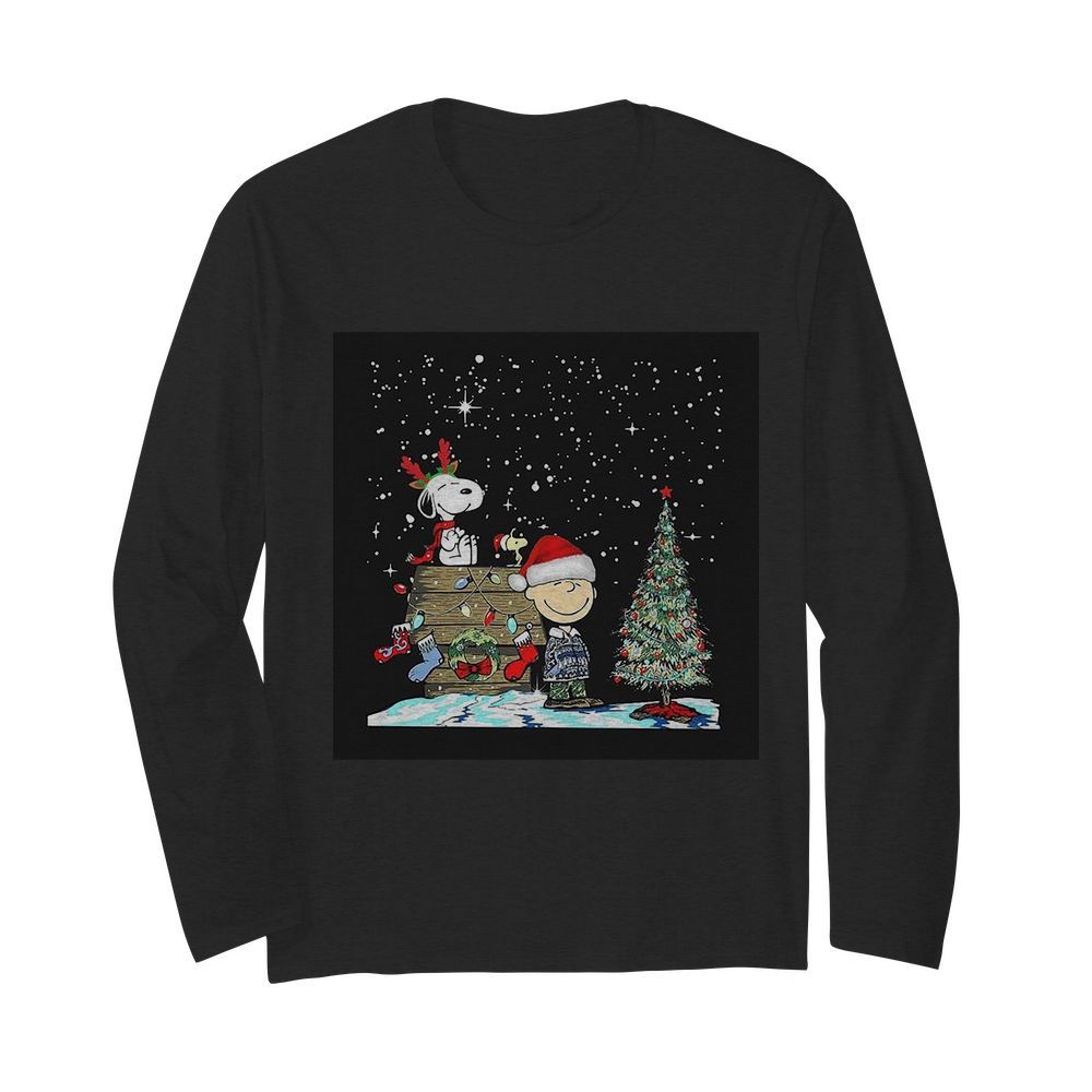 Reindeer Snoopy Santa Charlie Brown and Woodstock Christmas  Long Sleeved T-shirt 