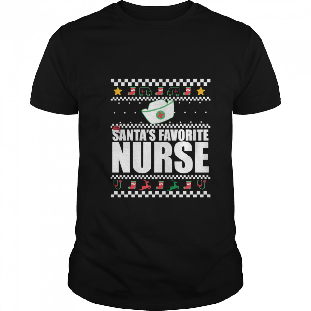 SANTAS FAVORITE NURSE Fun Christmas Meme  Classic Men's T-shirt