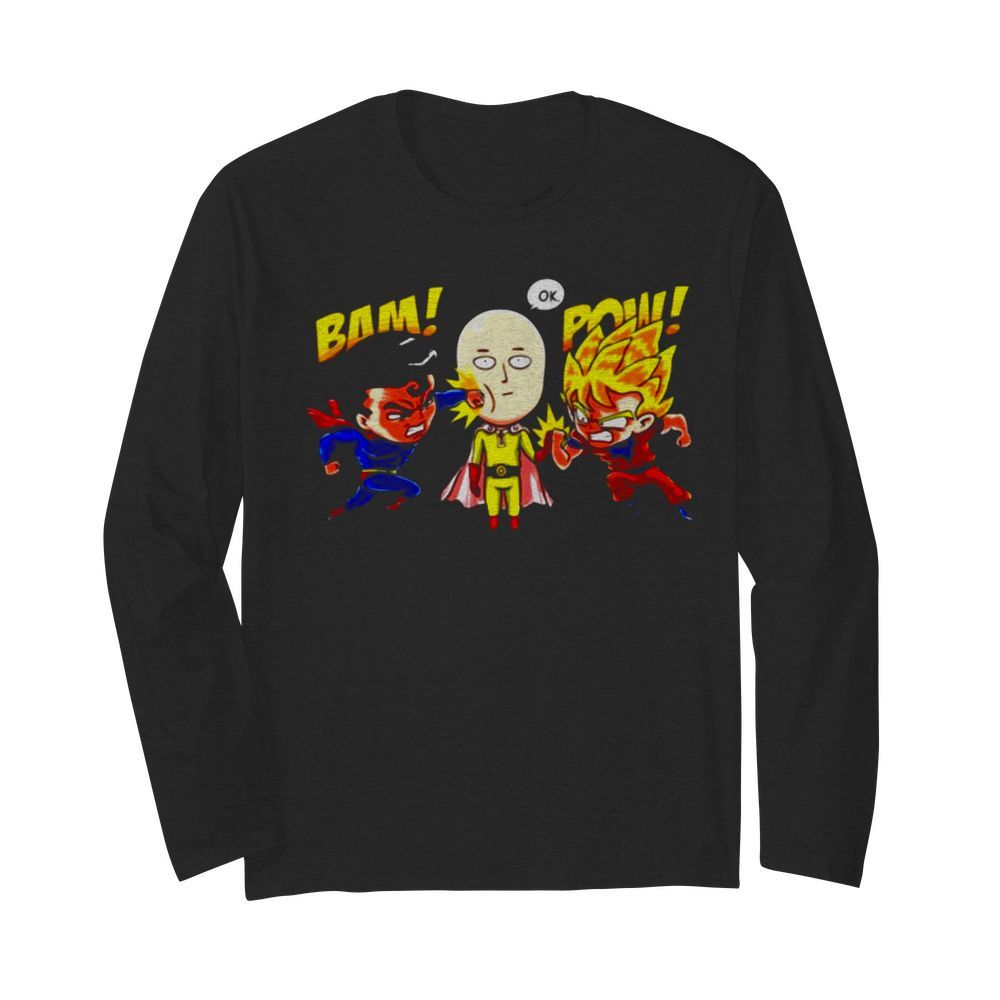 Saitama Vs Superman And Goku  Long Sleeved T-shirt 