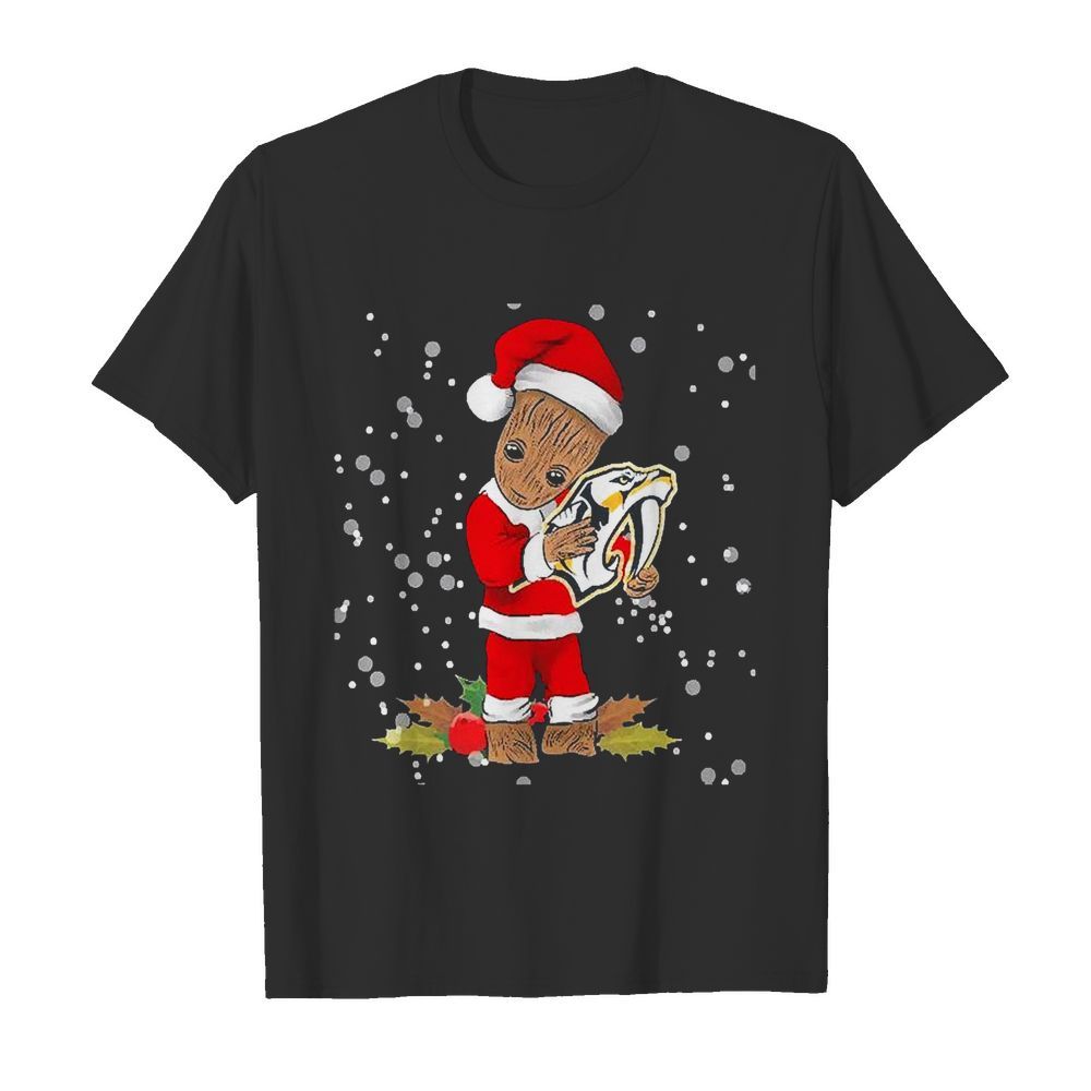 Santa Baby Groot Hug Nashville Predators Christmas shirt