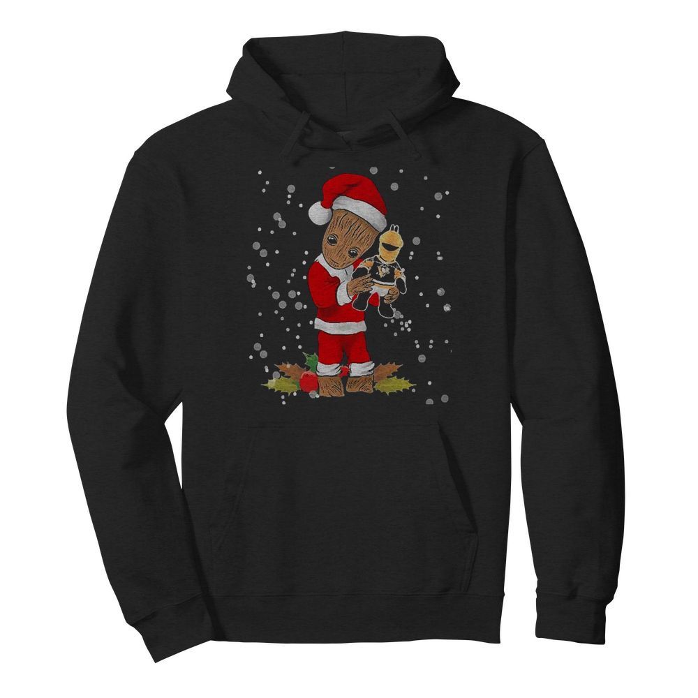 Santa Baby Groot Hug Pittsburgh Penguins Christmas  Unisex Hoodie