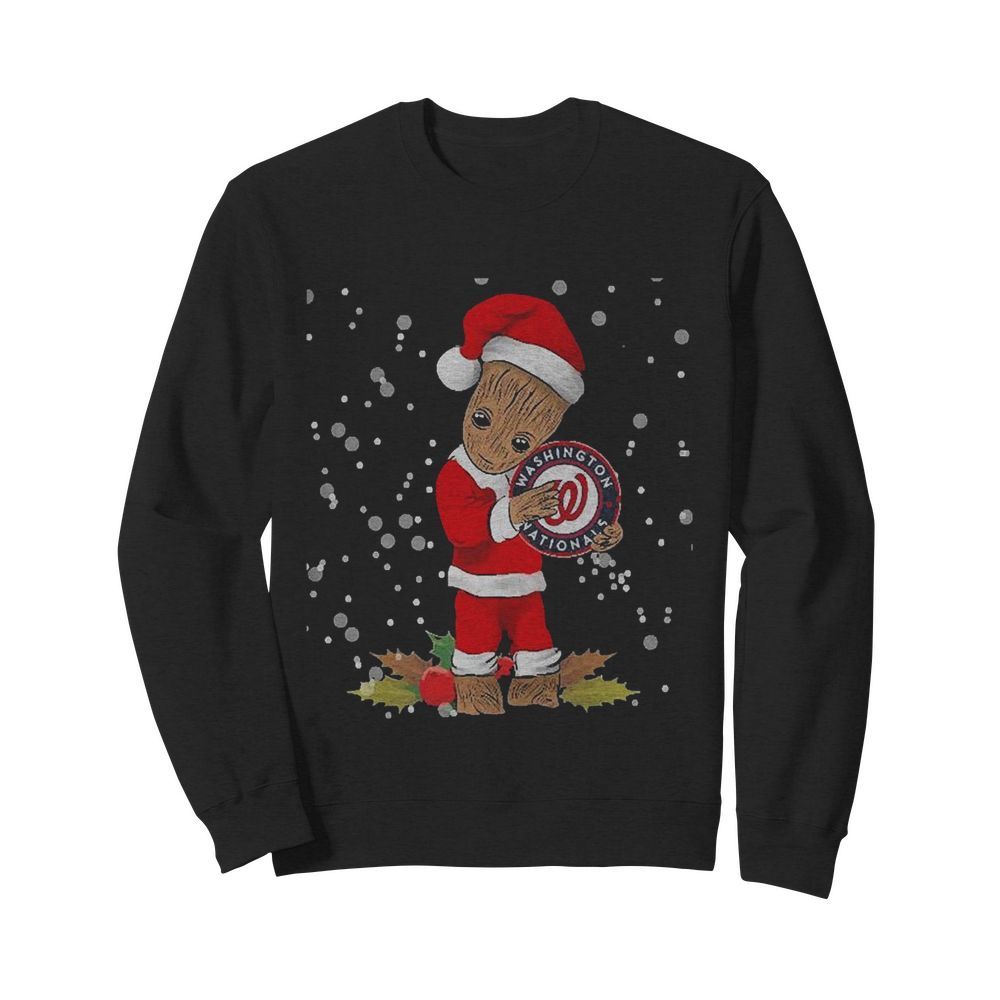 Santa Baby Groot Hug Washington Nationals Christmas  Unisex Sweatshirt