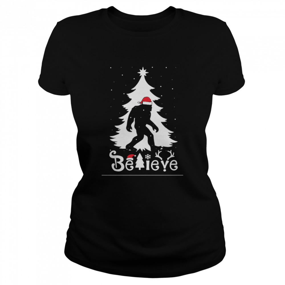 Santa Bigfoot Believe Ugly Christmas  Classic Women's T-shirt