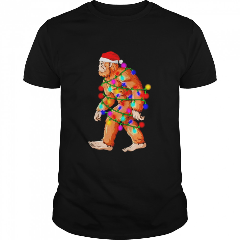 Santa Bigfoot Lights Christmas shirt