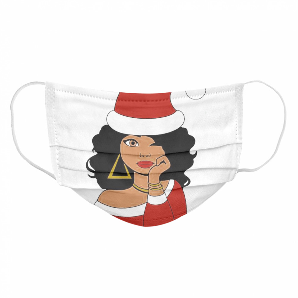 Santa Black Girl Afro Merry Christmas  Cloth Face Mask