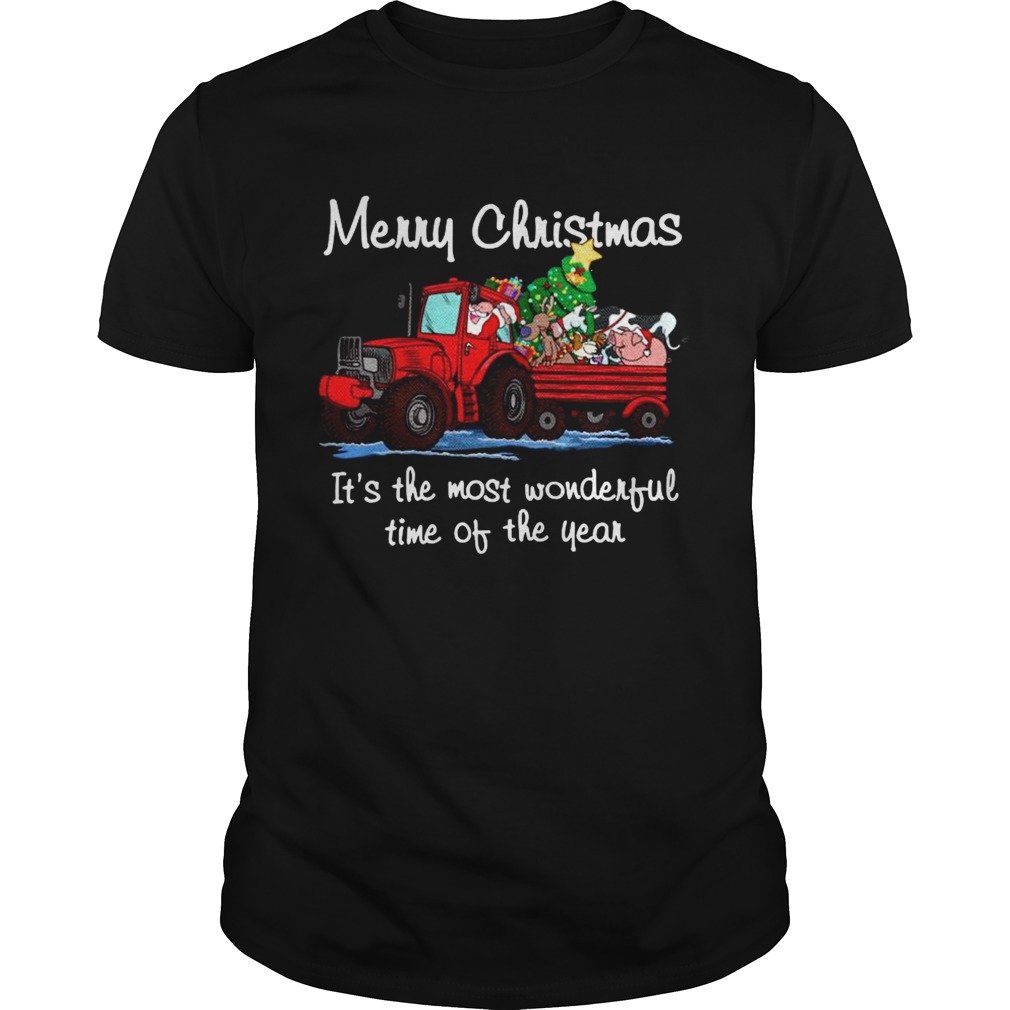 Santa Claus And Animal Merry Christmas Its The Most Wonderful Time Of The Year shirt