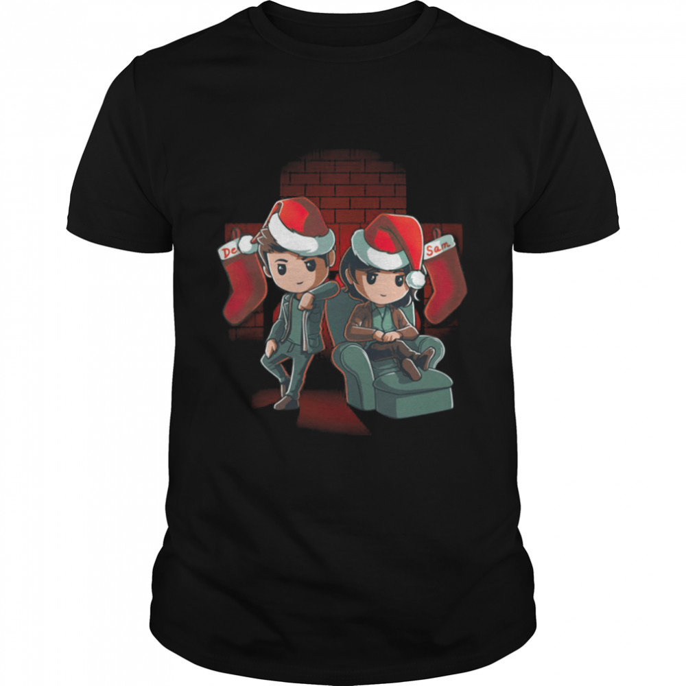 Santa Dean Winchester and Sam Winchester chibi Christmas shirt