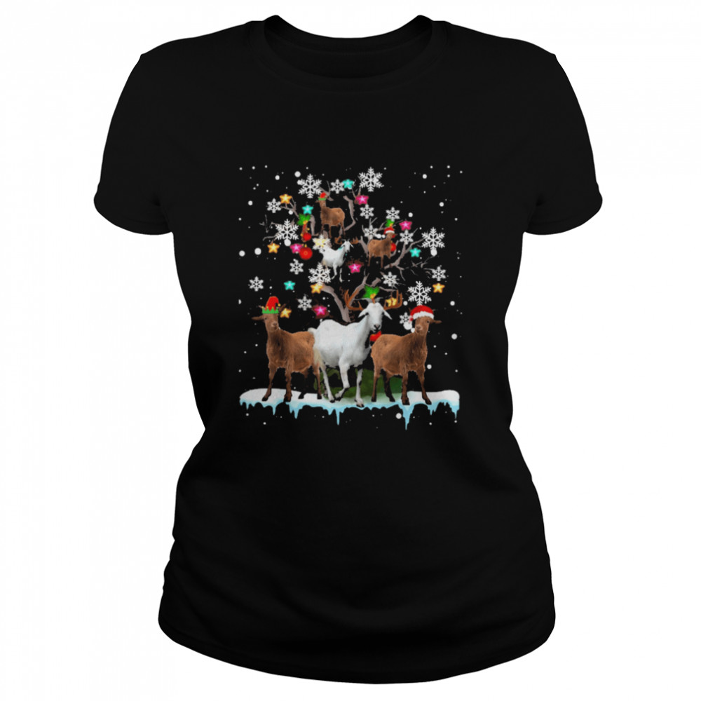 Santa Goat on tree Christmas  Classic Women's T-shirt