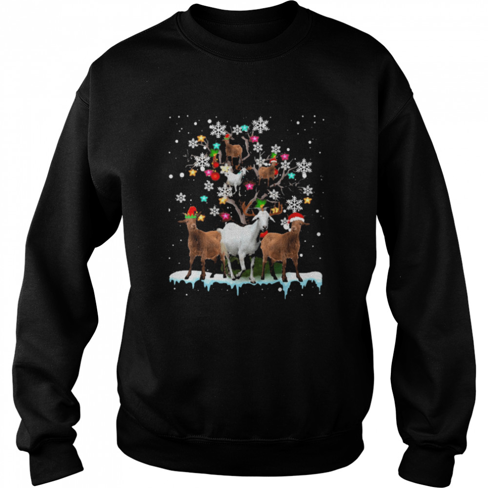 Santa Goat on tree Christmas  Unisex Sweatshirt