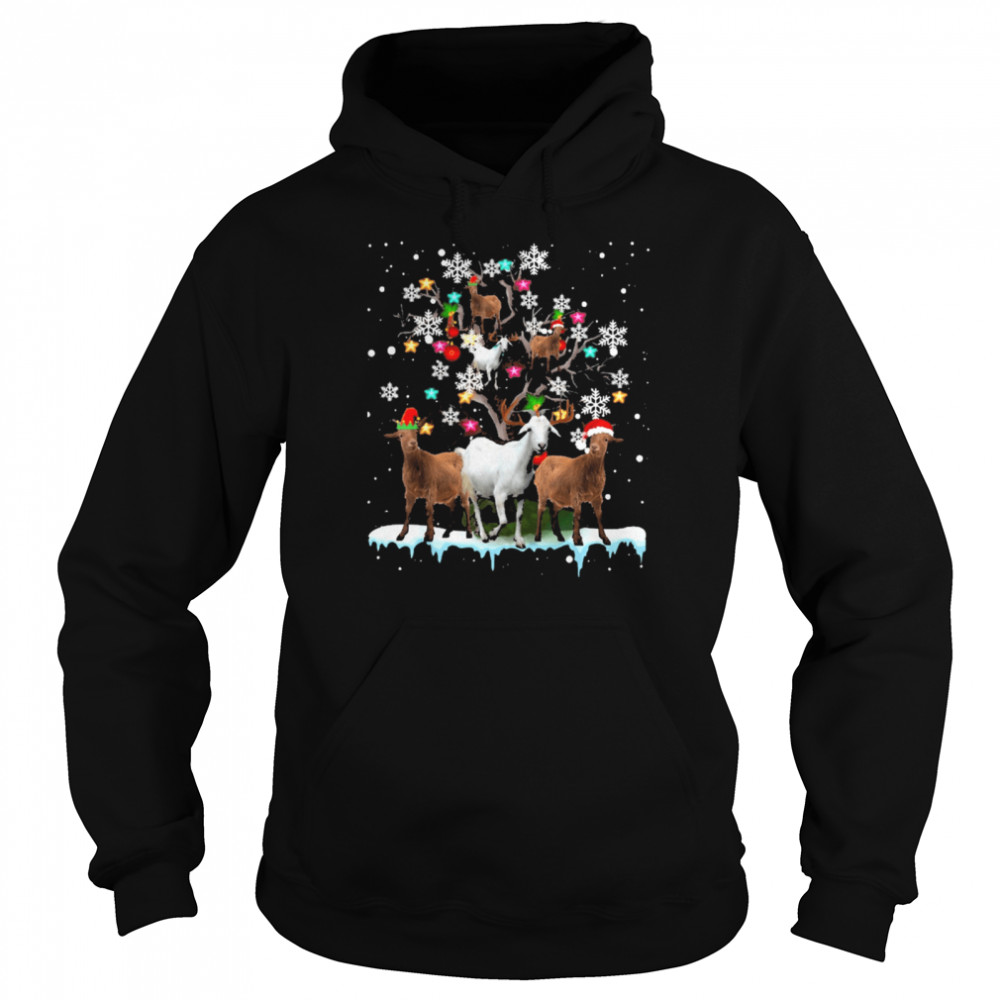 Santa Goat on tree Christmas  Unisex Hoodie