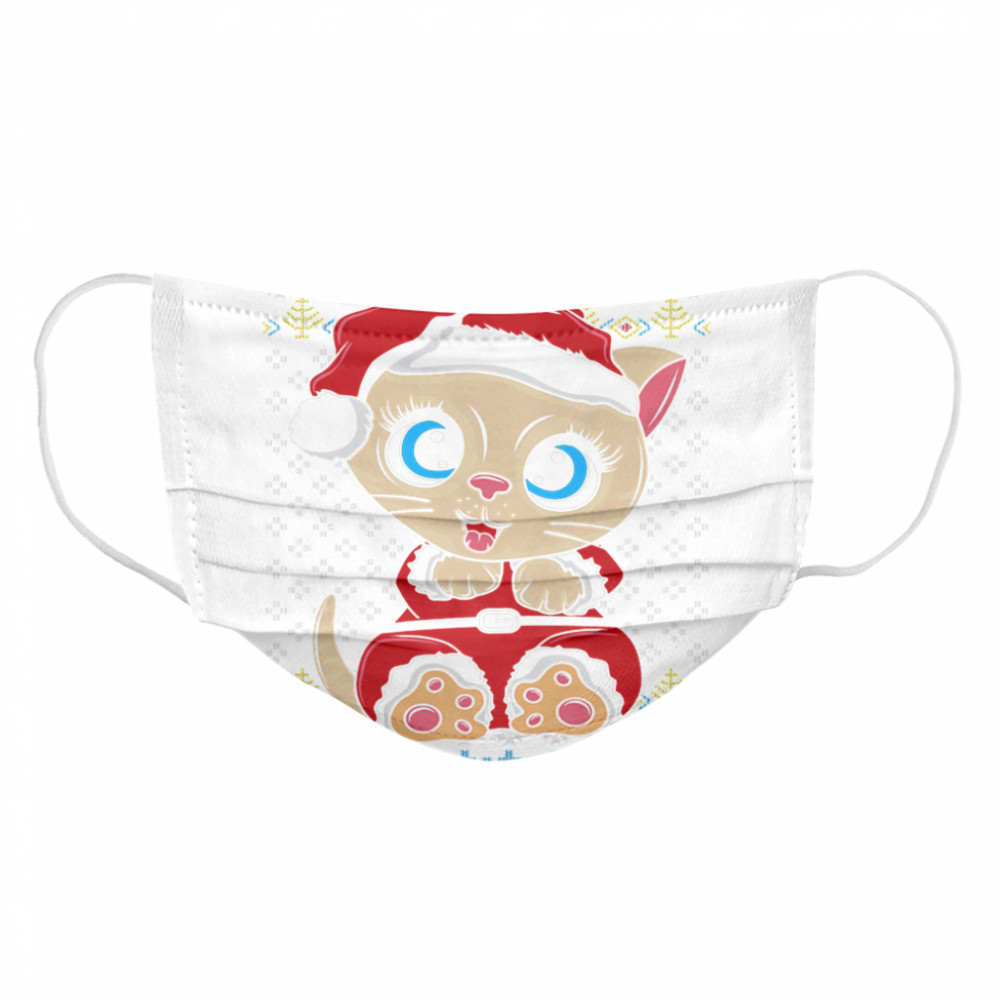 Santa Kitten Ugly Christmas Gift Xmas Cat Pajama  Cloth Face Mask