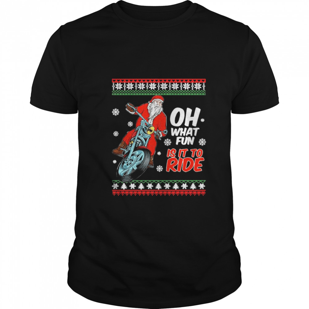 Santa On A Motorcycle Christmas shirt