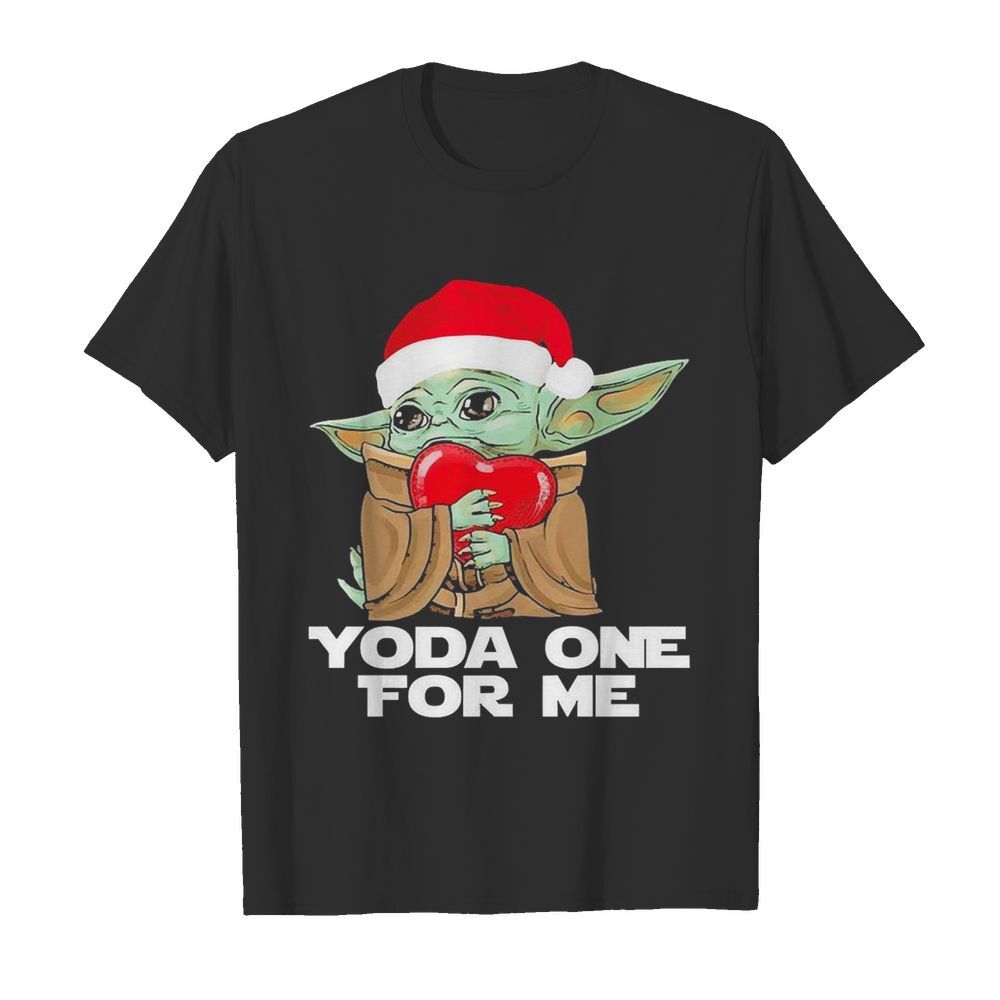 Santa Yoda hug heart Yoda one for Me Christmas shirt