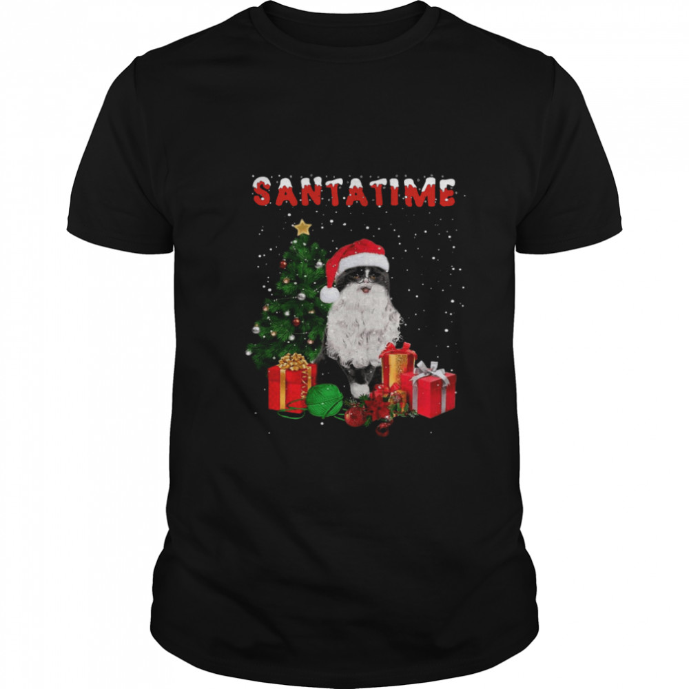 Santatime Cat Merry Christmas Tree Gift shirt