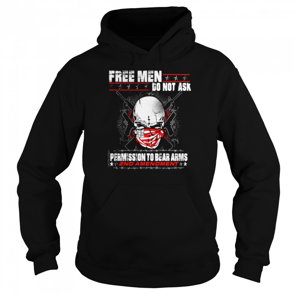 Skull America Flag Free Men Do Not Ask Permission To Bear Arms 2nd Amendment  Unisex Hoodie