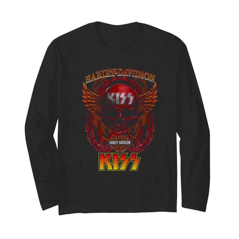 Skull Motor Harley Davidson Cycles Kiss  Long Sleeved T-shirt 