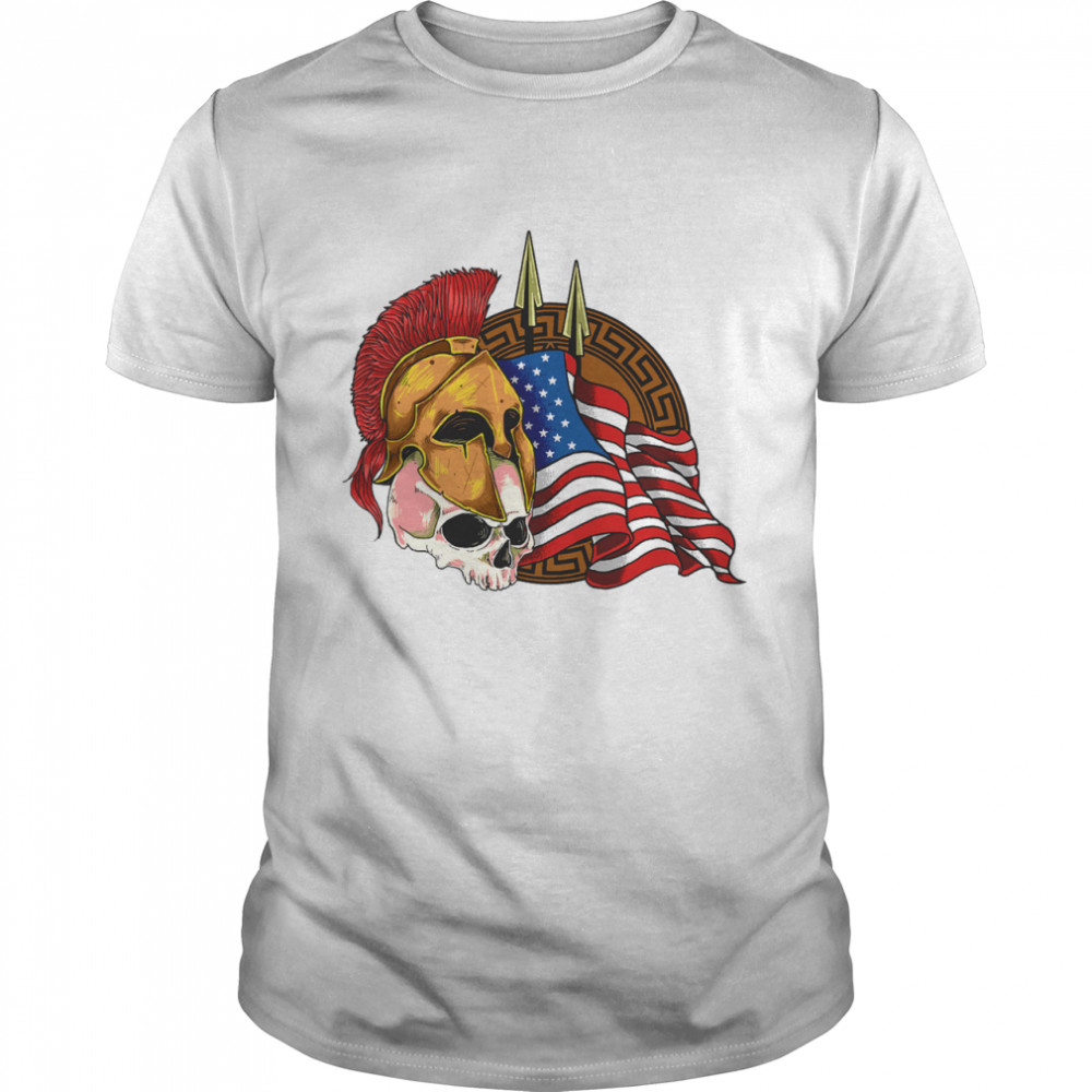 Skulls Spartan Armor Skull American Flag shirt