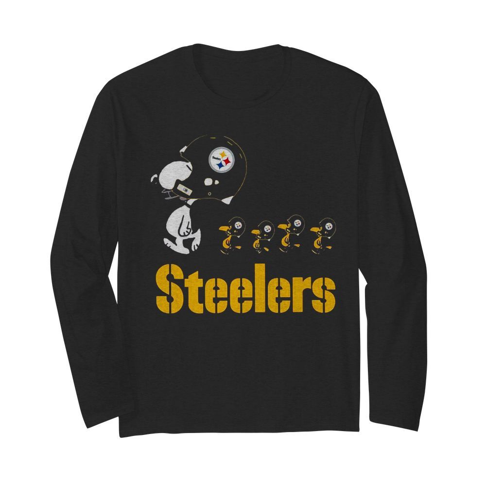 Snoopy And Woodstock The Pittsburgh Steelers  Long Sleeved T-shirt 