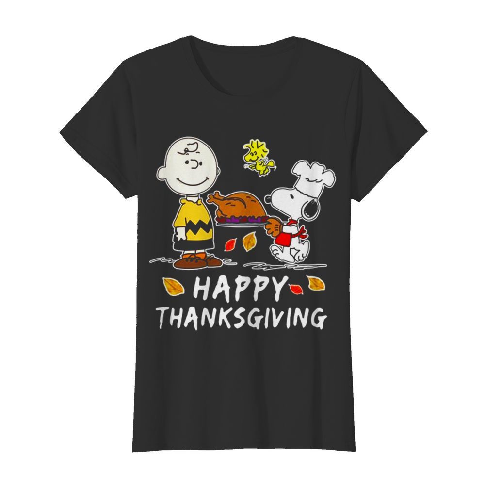 Snoopy Charlie Brown And Woodstock Happy Thanksgiving  Classic Women's T-shirt