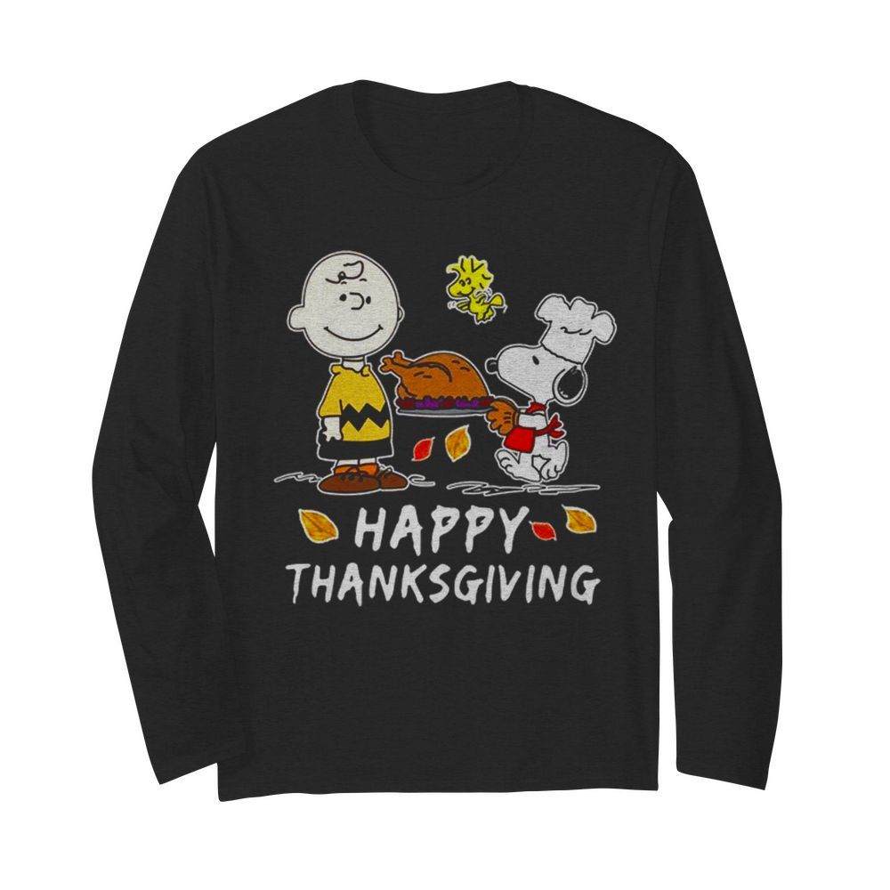 Snoopy Charlie Brown And Woodstock Happy Thanksgiving  Long Sleeved T-shirt 