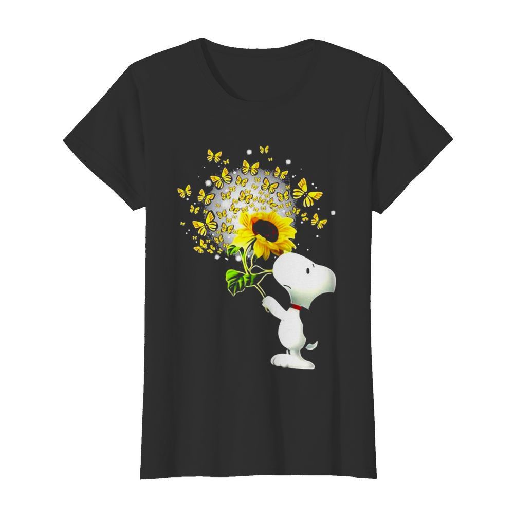 Snoopy Smell Sunflower Butterflies  Classic Women's T-shirt