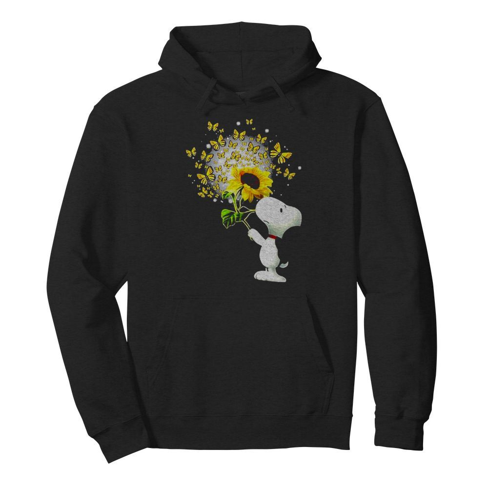 Snoopy Smell Sunflower Butterflies  Unisex Hoodie