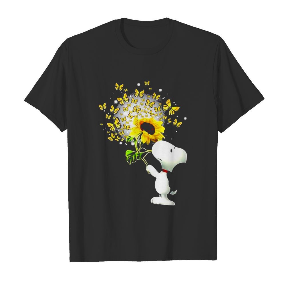 Snoopy Smell Sunflower Butterflies  Classic Men's T-shirt